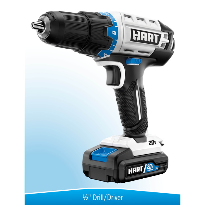 HART 3-Tool 20-Volt Cordless Combo Kit with and 16-inch Storage Bag, (1) 1.5Ah (1) 4.0Ah Lithium-Ion Batteries