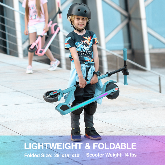 Macwheel Electric Scooter for Kids Age 8+, LED Display, 5 Miles Ride Time, Three Levels of Height from 28 In. to 36 In. Adjustable Speed, 5 Mph, 8 Mph, 10 Mph, Foldable, Blue