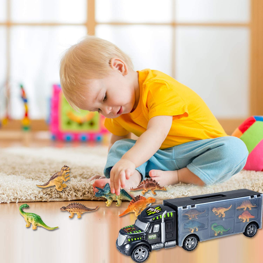 Toyvelt 15 Dinosaurs Transport Car Carrier Truck Toy with Dinosaur Toys inside - the Best Dinosaur Toy for Boys and Girls Ages 3,4,5, Years Old and Up