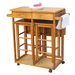 Ktaxon Wood Top Kitchen Island Storage Cabinet Dining Table with Drawers and 2 Stools