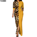 Summer African Dresses for Women New Dashiki Yellow Leopard African Clothes plus Size Print Retro Africa Bodycon Long Maxi Dress