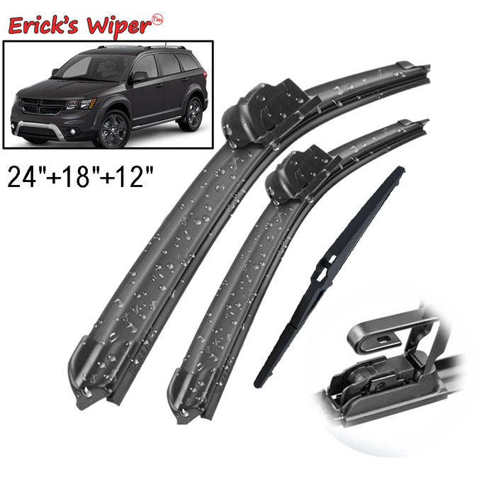 Erick&#39;S Wiper Front &Amp; Rear Wiper Blades Set Kit for Dodge Journey 2008- 2018 2017 2016 Windshield Windscreen 24&Quot;18&Quot;12&Quot;