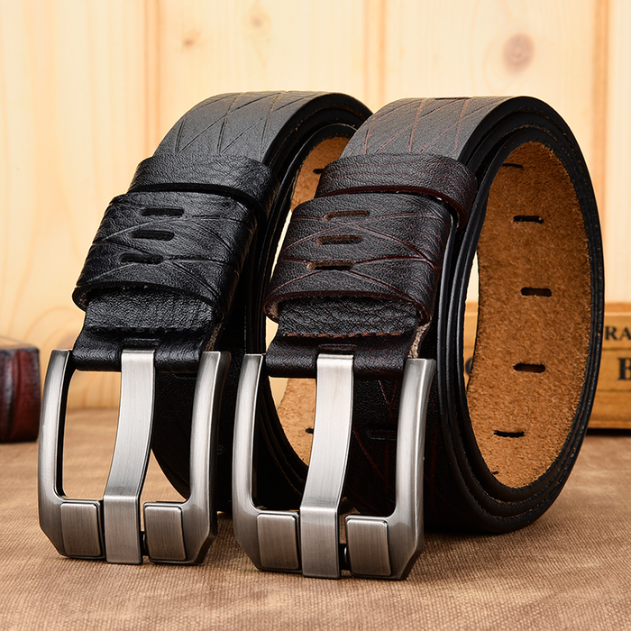 [Dwts]Belt Male Leather Belt Men Genuine Leather Strap Luxury Pin Buckle Casual Men Belt Ancy Vintage Jeans High Quality