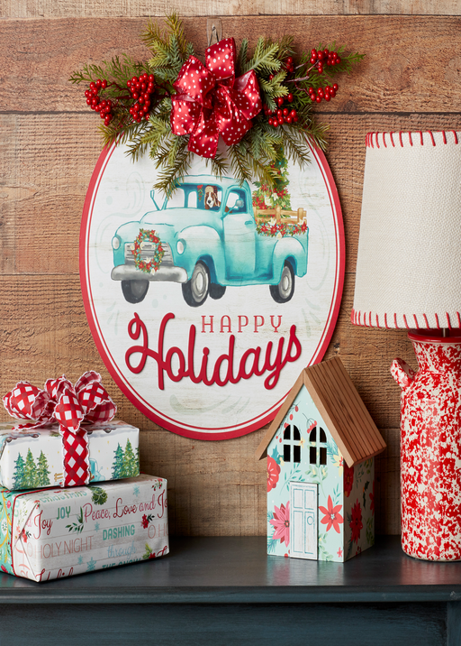 The Pioneer Woman round Hanging Sign, Happy Holidays