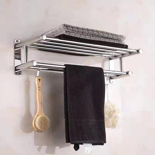 Bathroom Shelves Punch-Free Wall Mounted Bath Towel Shelf Stainlesssteel Polished Shampoo Holder Storage Organizer Shower Basket