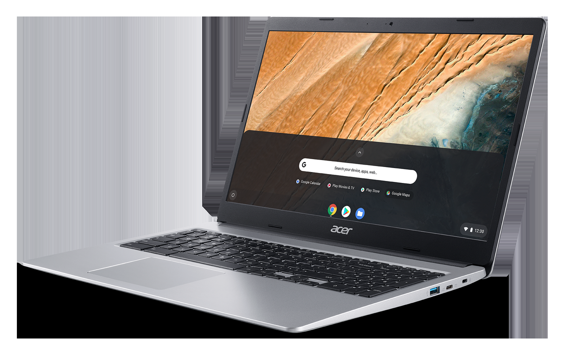 Acer 315 15.6" Celeron 4GB/32GB Chromebook, 15.6" HD Display, Intel Celeron N4000, 4GB LPDDR4, 32GB eMMC, Protective Sleeve, Pure Silver, Chrome OS - CB315-3H-C2C3
