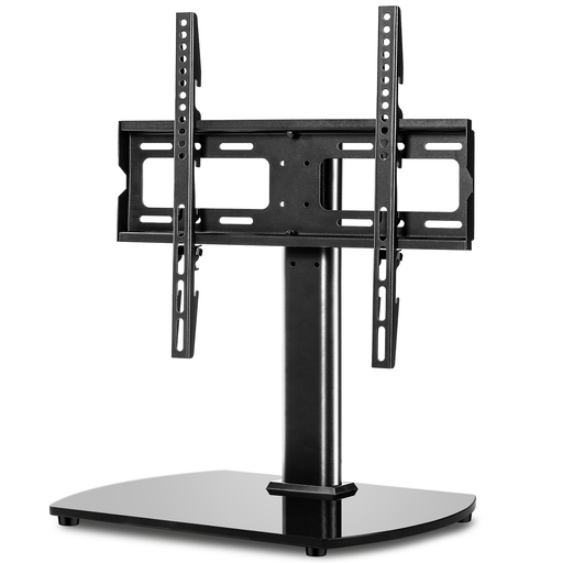 Black Universal Table Top TV Base Stand Mount for 32 to 55 inch TVs, Black Glass