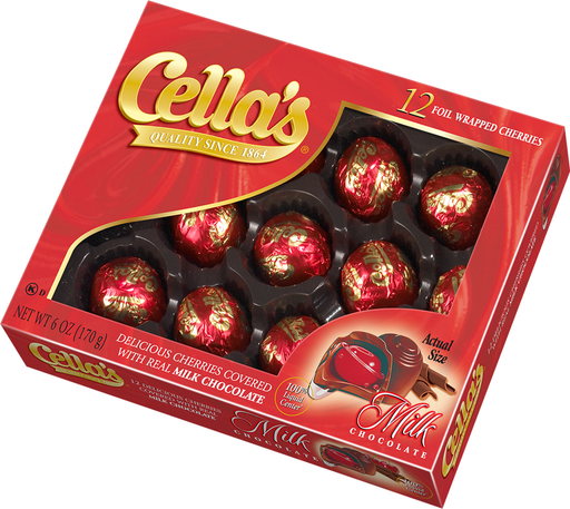 Cella'S Holiday Covered Cherries Milk Chocolate, 6 Oz, 12 Count