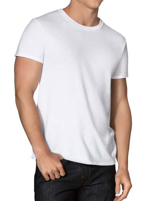 Fruit of the Loom Men'S Active Cotton White Crew Undershirts, 5 Pack