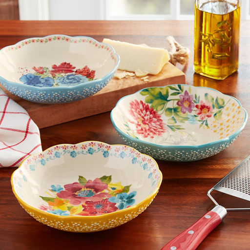 The Pioneer Woman Floral Medley 7.5-Inch Pasta Bowls, 3-Pack