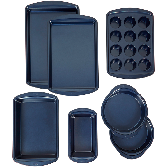 Wilton Diamond-Infused Non-Stick Navy Blue Baking Set, 7-Piece