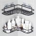Bathroom Kitchen Punch Free Corner Frame Shower Shelf Wrought Iron Shampoo Storage Rack Holder with Suction Cup Bath Accessories