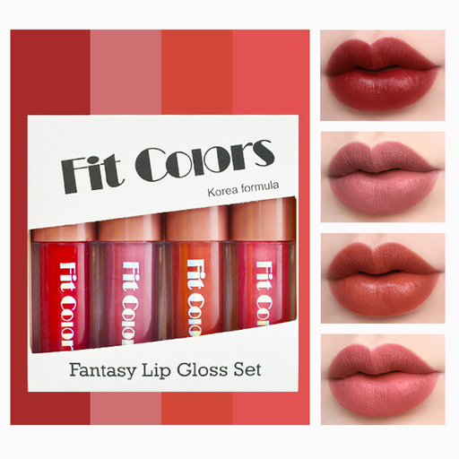 Fit Colors 4Pcs/Set Matte Velvet Lip Gloss Nude Liquid Lipsticks Waterproof Long Lasting Nonstick Cup Lipstick Kit