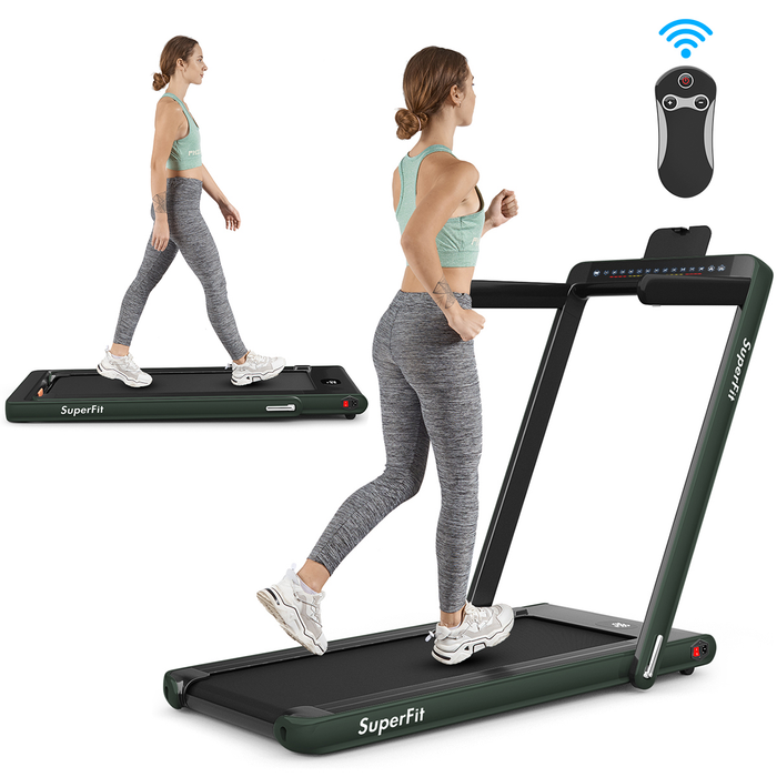 Superfit 2.25HP 2 in 1 Dual Display Folding Treadmill Jogging Machine W/APP Control Yellow