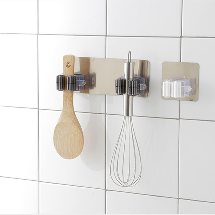 2/4Pcs Adhesive Multi-Purpose Hooks Wall Mounted Mop Organizer Holder Rackbrush Broom Hanger Hook Kitchen Bathroom Strong Hooks