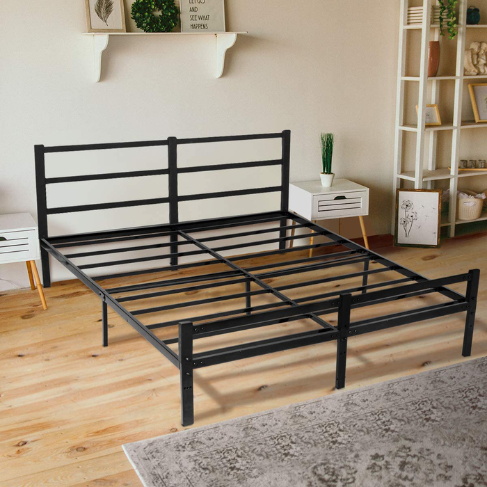 Kingso 14" Tall Twin Size Metal Bed Frame Black 1500H Steel Platform Metal Bed Frame with Storage, Heavy Duty Steel Slat and Anti-Slip Support, No Box Spring Needed-76.5 X 40.5