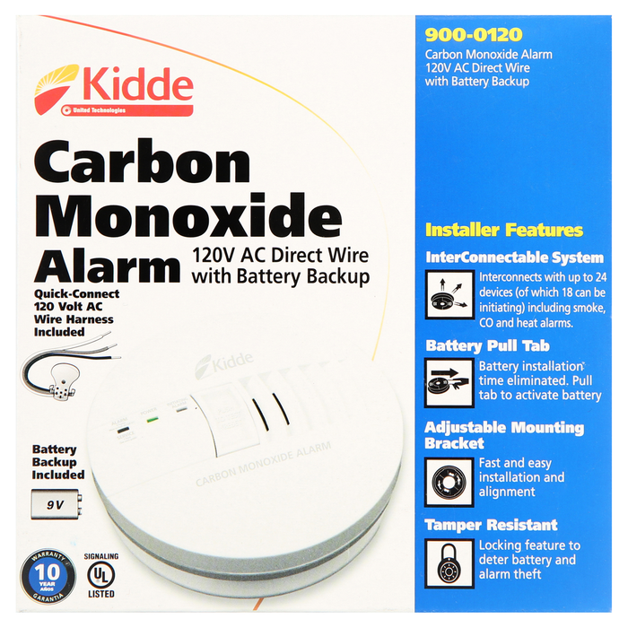 Kidde Hard-Wired W/Battery Back-Up Electrochemical Carbon Monoxide Detector