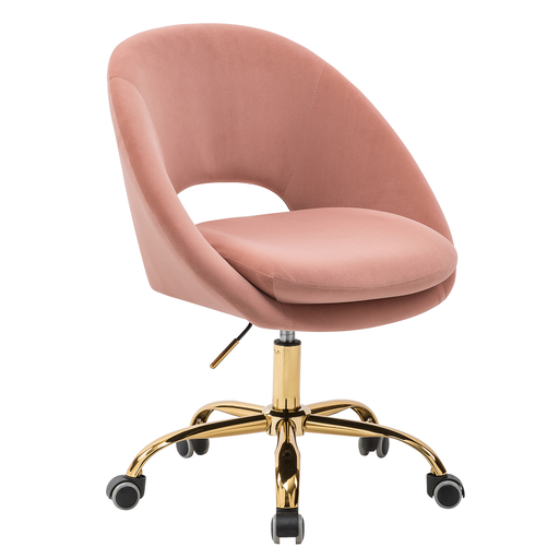 14 Karat Home Savas Velvet Desk Chair for Home Office in Pink