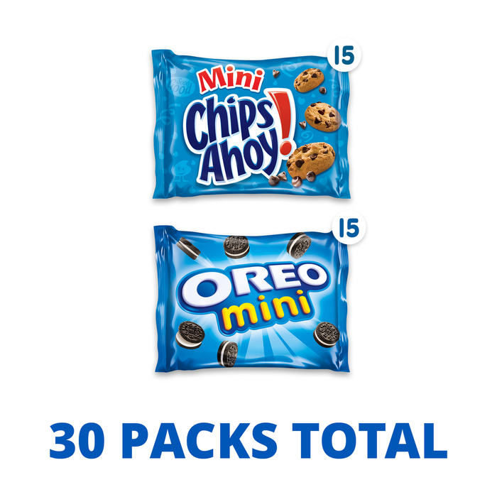 Nabisco Crowd Favorites Cookie Variety Pack, Mini Chips Ahoy! & Oreo Mini, 30 Snack Packs