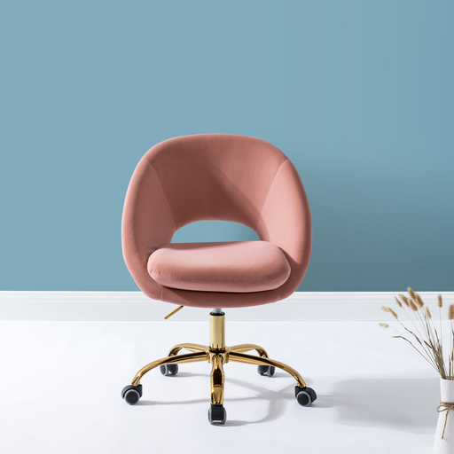 14 Karat Home Savas Velvet Desk Chair for Home Office in Pink
