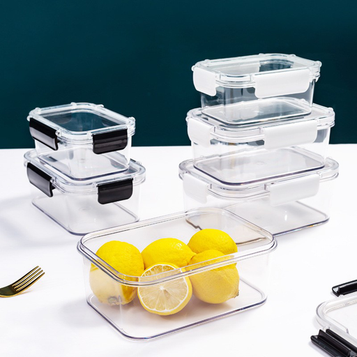 Kitchen Household Transparent Food Crisper Refrigerator Storage Plastic Lunch Box Lunch Box Fruit Sealing Box PET Material