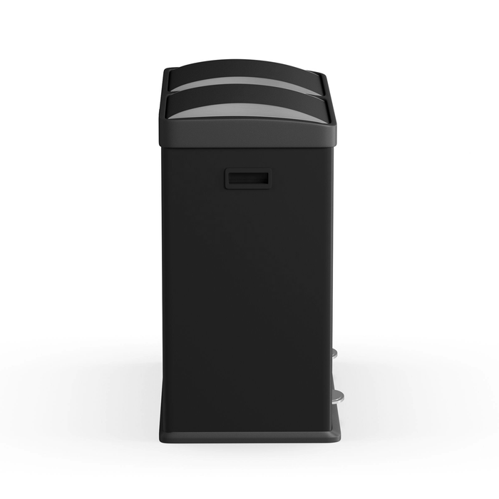 Step N' Sort 2 Compartment Kitchen Garbage Can & Recycling Bin, Black, 16 Gal