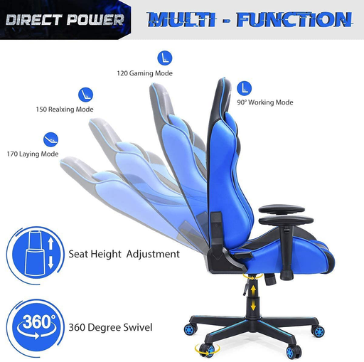 HEAO Heavy Duty Gaming Chairs 500 Lbs Big and Tall, Large Size Executive Video Game Chairs Ergonomic High Back Computer Chair (Blue)