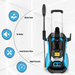 2050 PSI Professional Electric Pressure Washer 2.0GPM, 1800W Rolling Wheels High Pressure Washer Cleaner Machine with Power Hose Nozzle Gun and 4 Quick-Connect Spray Tips