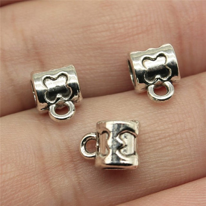 20Pcs Bails Beads Connector Charms Jewelry Findings DIY Bails Beads Charms Connector Wholesale Antique Silver Color