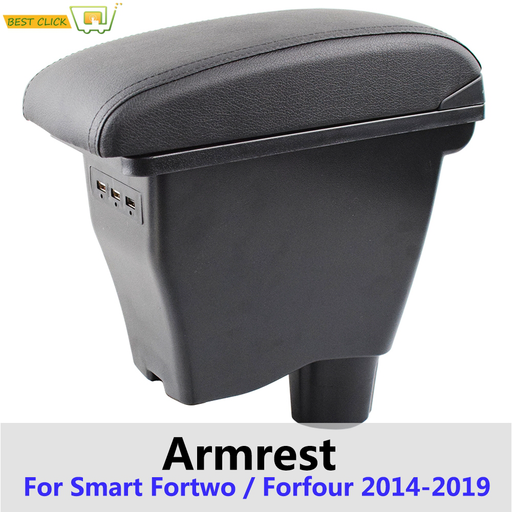 Leather Armrest for Smart Fortwo 2014 - 2019 Car Storage USB Interface Box Arm Rest Modification Forfour 2017