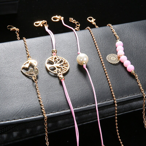 LETAPI Bohemian Pearl Stone Beads Bracelets Bangles for Women Gold Color Tree Map Flower Bracelets Sets Jewelry Gifts