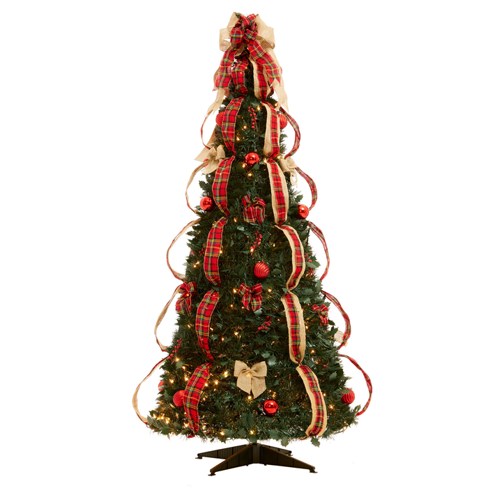 Brylanehome Fully Decorated Pre-Lit 4 1/2' Pop-Up Christmas Tree , Poinsettia Multicolored