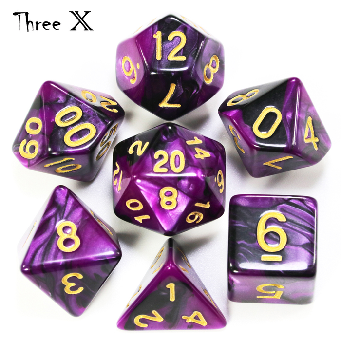 Polyhedral Dice Set with Pouch Double-Colors Gold Numbers of D4 D6 D8 D10 D% D12 D20 for DND RPG Table Games