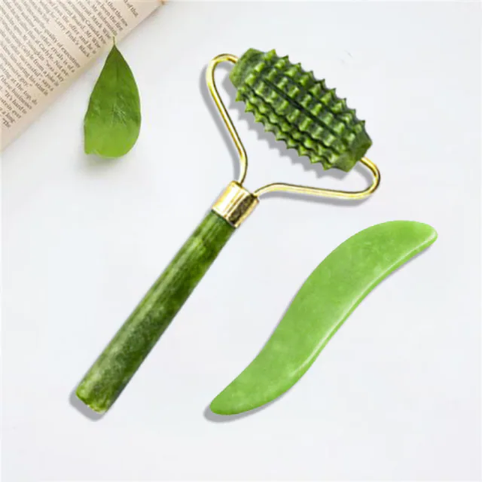 Natural Massager for Face Gouache Scraper for Face Massager Jade Roller Guasha Scraper for Face Microniddle Roller Face Gua Sha