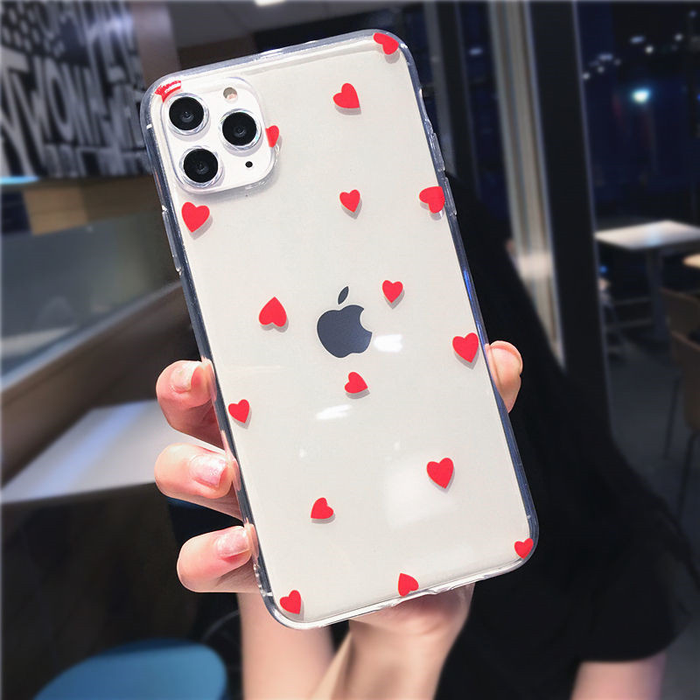 Lovebay Transparent Case for Iphone 13 12 11 Pro Max 6 7 8 plus X XR XS Max 5 5S SE 2020 Cute Cartoon Love Heart Soft TPU Cover