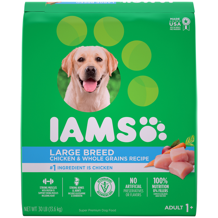 IAMS Adult High Protein Large Breed Dry Dog Food with Real Chicken, 30 Lb. Bag