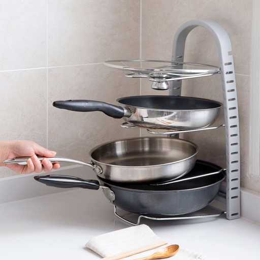 New Kitchen Shelf Stainless Steel Pot Cover Shelf Free Perforated Stove Pan Storage Rack YY006
