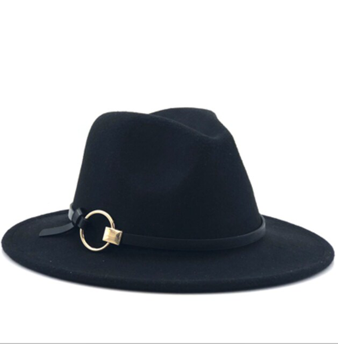 Wool Fedora Hat Hawkins Felt Cap Wide Brim Ladies Trilby Chapeu Feminino Hat Women Men Jazz Church Godfather Sombrero Caps