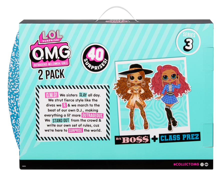 OMG 2-Pack – Da Boss & Class Prez (LOL Surprise OMG Fashion Doll 2-Pack Da Boss and Class Prez with 20 Surprises Each