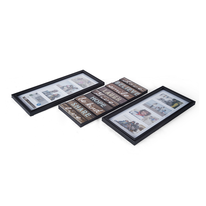 Mainstays Collage Picture Frames with Sentiment Plaque in Black (2 Frames and a Sentiment Wall Decor)