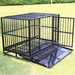 Wonline Metal Heavy Duty Dog Cage with Wheels, Black