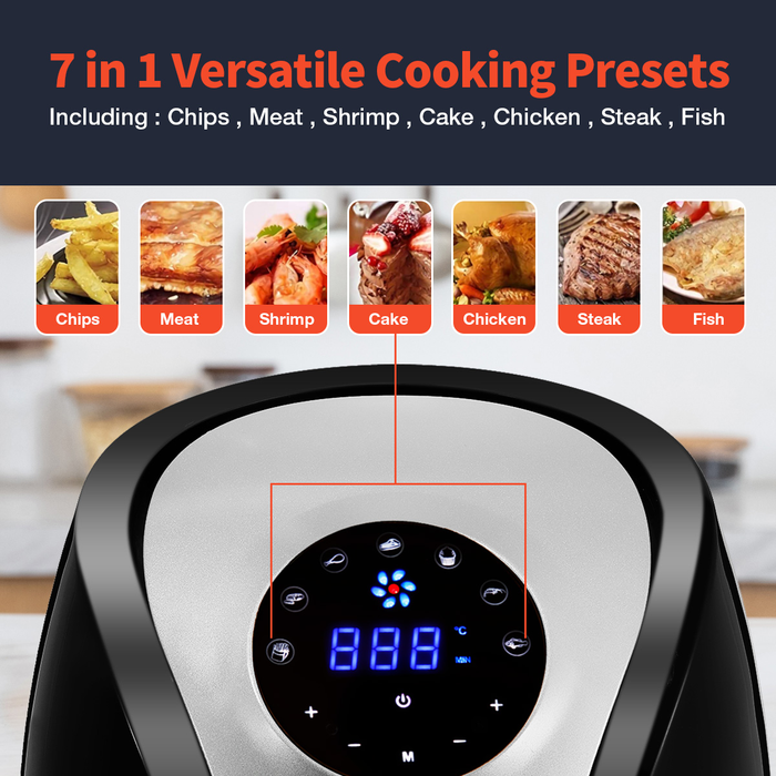 5.5qt Power Air Fryer Oven,1500W Hot Air Fryers Oven Oilless Cooker with LED Digital Screen and Nonstick Frying Pot, Time & Temperture Setting, Multi-cooking Modes