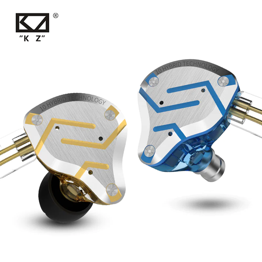 KZ ZS10 Pro Gold Earphones 4BA+1DD Hybrid 10 Drivers HIFI Bass Earbuds in Ear Monitor Headphones Noise Cancelling Metal Headset