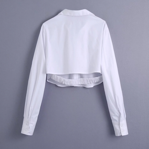 Hot Sale Women White Sexy Short Shirt Female Long Sleeve Blouse Casual Lady Loose Crop Tops Blusas S9576