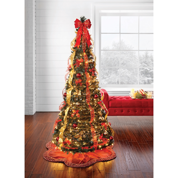 Brylanehome Fully Decorated Pre-Lit 4 1/2' Pop-Up Christmas Tree , Poinsettia Multicolored