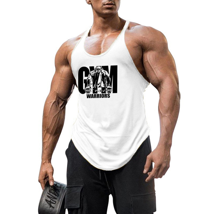 Workout Sports Sleeveless Shirt Brand Gym Mens Back Tank Top Muscle Fashion Singlets Stringer Clothing Bodybuilding Fitness Vest