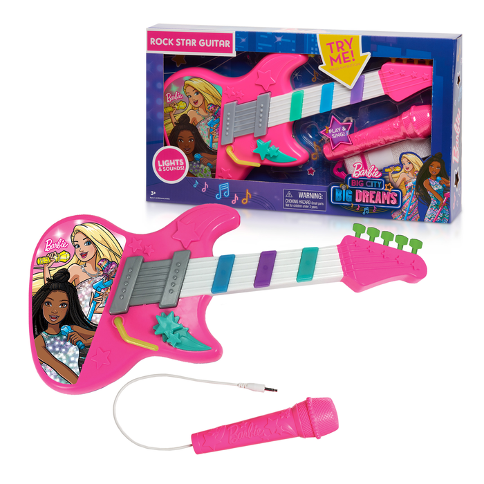 Just Play Barbie Rock Star Toy Guitar for Kids with Lights, Sounds, and Microphone, Preschool Ages 3 Up