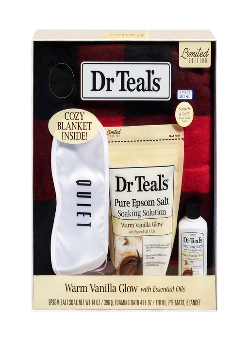 Dr Teal'S Bath Gift Set with Cozy Blanket: Warm Vanilla Glow
