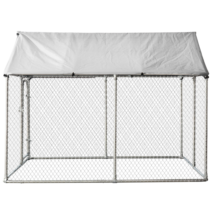 Anself 7.5'x7.5'x5.6' Large Outdoor Dog Kennel Galvanized Steel Fence with Oxford Cloth Roof and Lock