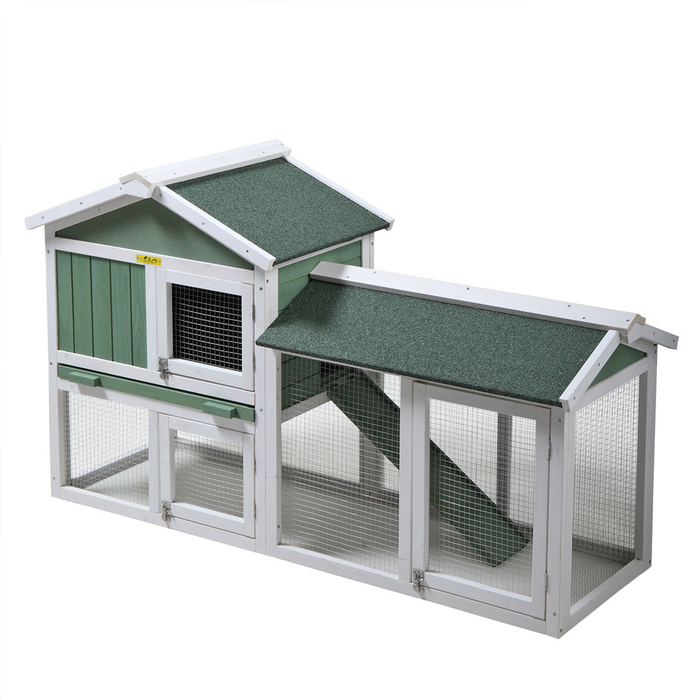Coziwow 58" Rabbit Hutch Chicken Coop Small Animal Poultry Cage with Run Green
